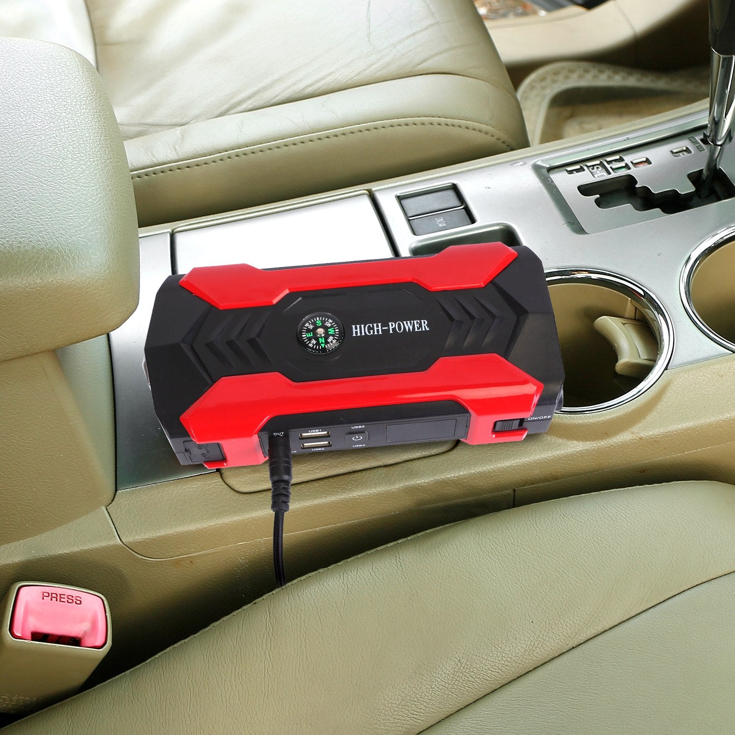 Car Jump Starter Booster 800A Peak 28000mAh 12V Battery Charger Up To 6.0L Gas Or 3.0L Diesel Engine With LCD Screen 4 Modes LED Flashlight